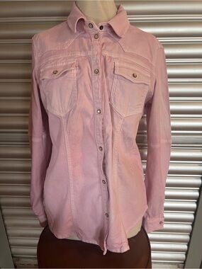 Teleria Zed Roper Pearl Snap Western Shirt Pink Made In Italy Size 46